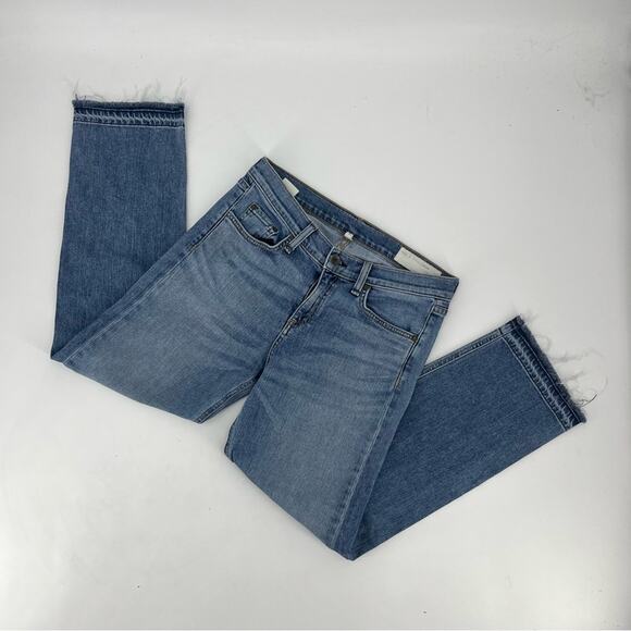 REVOLVE Rag & Bone Crop Straight Leg Raw Edge Jeans in Belgrave Wash Size 28 - Picture 5 of 12